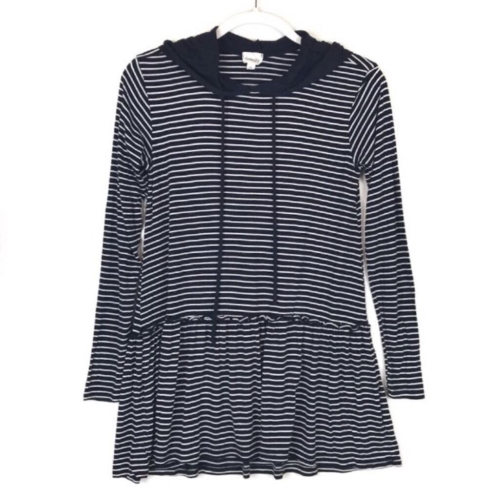 Emberley Small Navy & White Pullover Hoodie Top